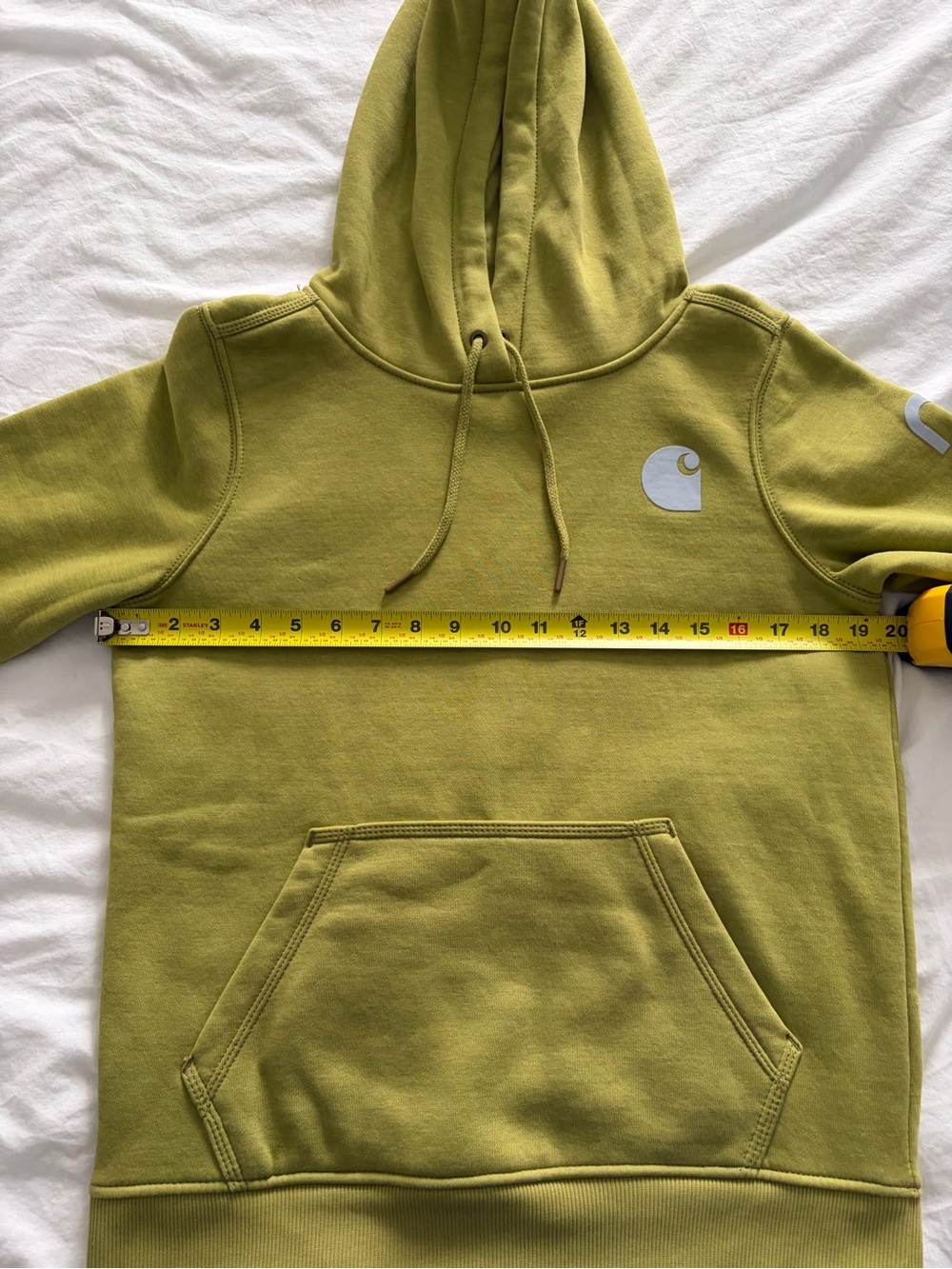 Carhartt Women's Olive Green Relaxed Fit Pullover Hoodie Logo Sleeve XS NWT - Picture 8 of 12